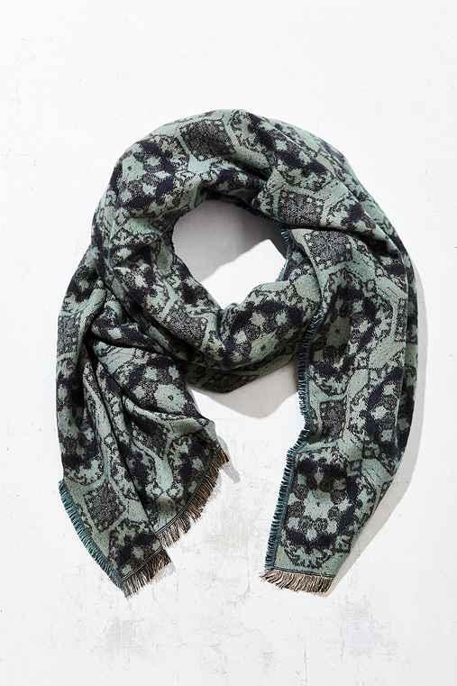 Urban Outfitters Brushed Intarsia Woven Scarf,blue,one Size