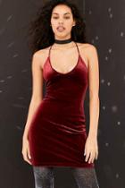 Urban Outfitters Kimchi Blue Velveteen Bodycon Mini Slip Dress,maroon,l