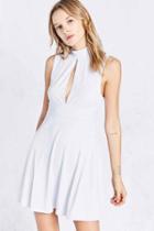 Urban Outfitters Silence + Noise Danni Keyhole Mock Neck Mini Dress,lavender,l