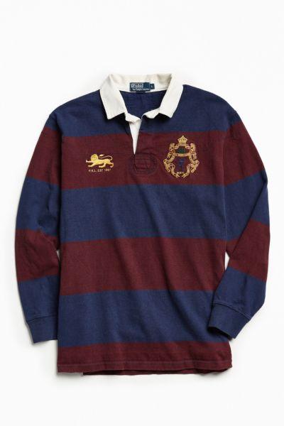 Urban Outfitters Vintage Vintage Polo By Ralph Lauren Burgundy + Navy Stripe Rugby Shirt