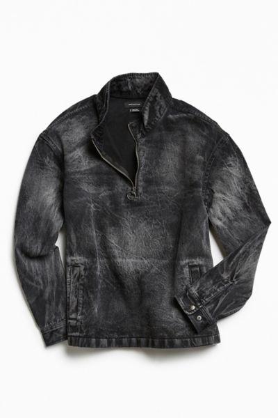 Urban Outfitters Uo Bleached Denim Mock Neck Popover Shirt