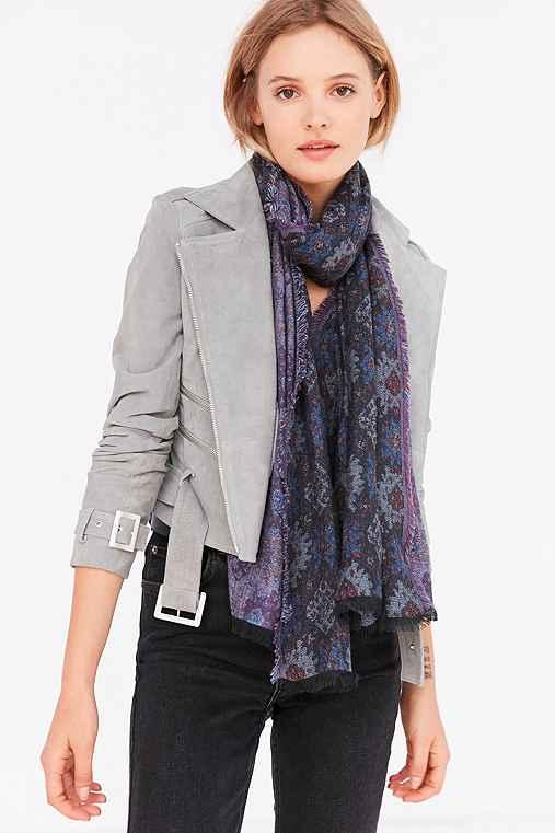 Urban Outfitters Intarsia Blanket Scarf,blue,one Size