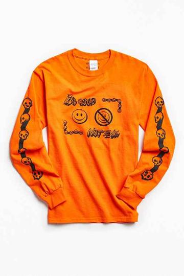 Urban Outfitters Division Of Labor Do Good Not Evil Long Sleeve Tee,orange,l