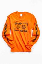 Urban Outfitters Division Of Labor Do Good Not Evil Long Sleeve Tee,orange,l