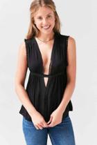 Urban Outfitters Ecote Tory Plunging Babydoll Tank Top,black,xs