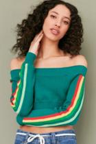 Urban Outfitters Silence + Noise Rainbow Off-the-shoulder Sweater