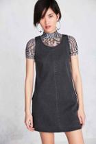 Urban Outfitters Bdg Scoop-neck A-line Denim Mini Dress,black,xl