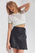 Urban Outfitters Silence + Noise Vegan Leather Asymmetrical Mini Wrap Skirt