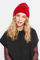 Urban Outfitters Slouchy Fuzz Ribbed Beanie,red,one Size