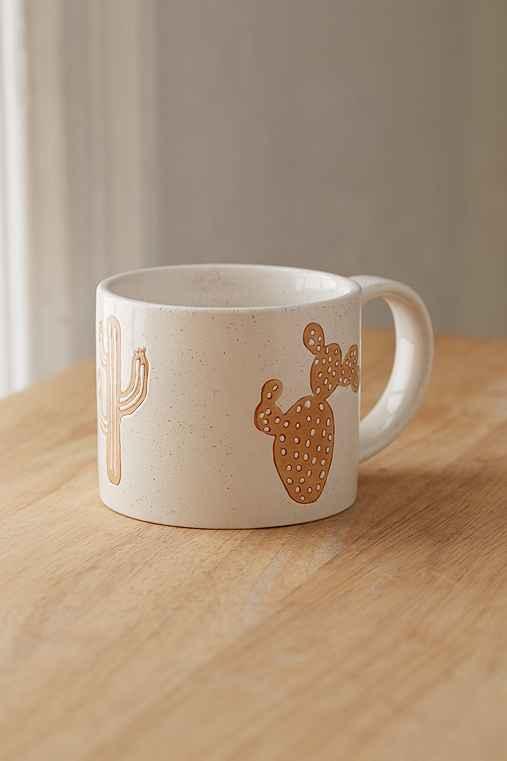 Urban Outfitters Ceramic Wax Resist Design Mug,cactus,one Size
