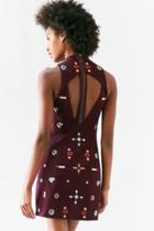 Urban Outfitters Ecote Gemmie Bejeweled Mock-neck Mini Dress