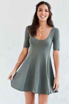 Urban Outfitters Silence + Noise Beverly Swing Cupro Tee Dress,green,xs