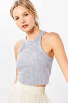 Urban Outfitters Truly Madly Deeply Blakeley High Neck Cropped Top,grey,xs