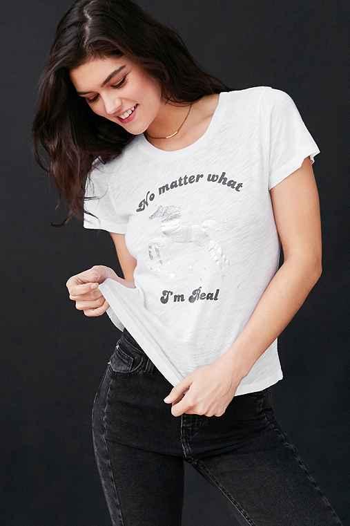 Urban Outfitters Truly Madly Deeply Unicorn I'm Real Tee,white,l