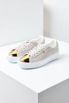 Urban Outfitters Puma Suede Platform Gold Toe Sneaker