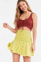 Urban Outfitters Kimchi Blue Haystack Smocked Mini Skirt,yellow,xs