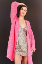 Urban Outfitters Silence + Noise Ally Neon Chunky Cardigan,pink,one Size