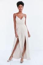 Urban Outfitters Capulet Champagne Satin Split-leg Jumpsuit