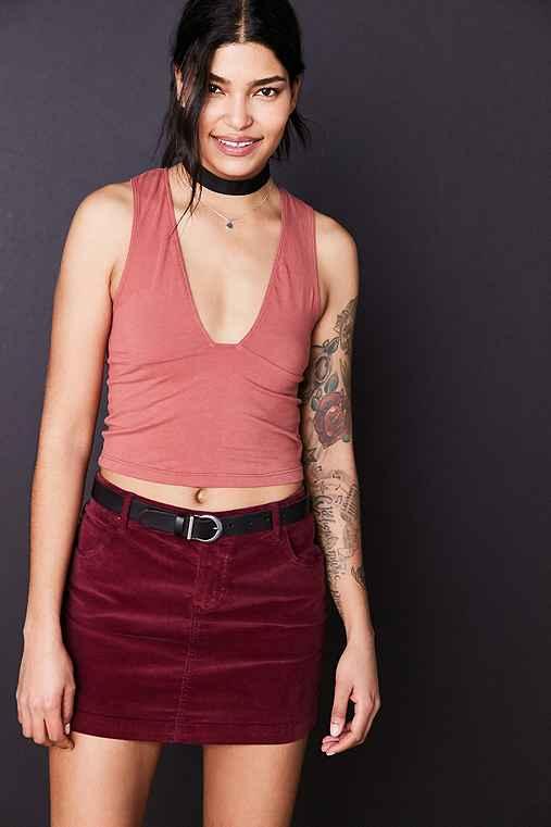Urban Outfitters Truly Madly Deeply Tessa Plunging Tank Top,rose,m