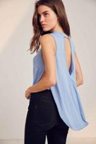 Urban Outfitters Silence + Nosie Liam Cross Over Muscle Tank Top,blue,xs