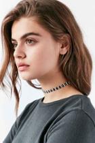 Urban Outfitters Andie Beaded Flower Choker Necklace,black & White,one Size