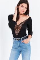 Out From Under Long Sleeve Lace Inset Top