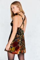 Urban Outfitters Ecote Floral Velvet Burnout Mini Slip Dress