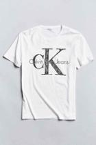 Urban Outfitters Calvin Klein Jeans Scribble Logo Tee,white,l