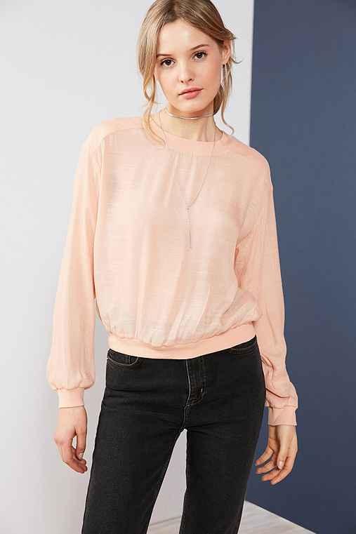 Urban Outfitters Silence + Noise Reyes Textured Pullover Blouse,peach,xs