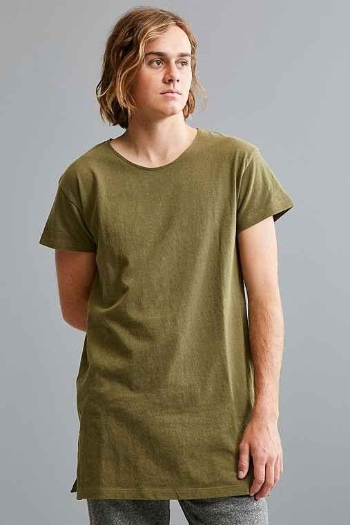 Urban Outfitters Wide Neck Super Long Tee,olive,s