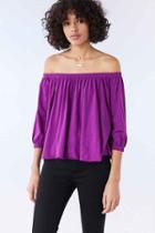 Urban Outfitters Truly Madly Deeply Bardot Off-the-shoulder Top,violet,xs