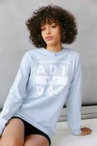 Urban Outfitters Adidas + Uo Long-sleeve Stenciled Logo Tee,sky,s