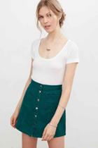 Urban Outfitters Bdg Twill Button Front A-line Skirt,dark Green,l