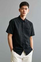 Urban Outfitters Uo Solid Short Sleeve Button-down Shirt,black,m