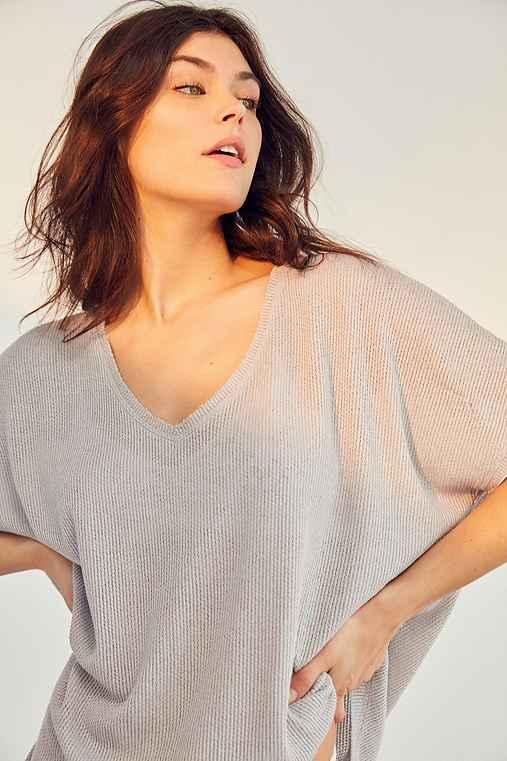 Urban Outfitters Out From Under Frankie Oversized Thermal Tee,grey,xs