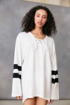 Urban Outfitters Silence + Noise Oversized Lace-up Jersey Tee,white,xs