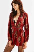 Urban Outfitters Ecote Charlotte Romper,red Multi,8