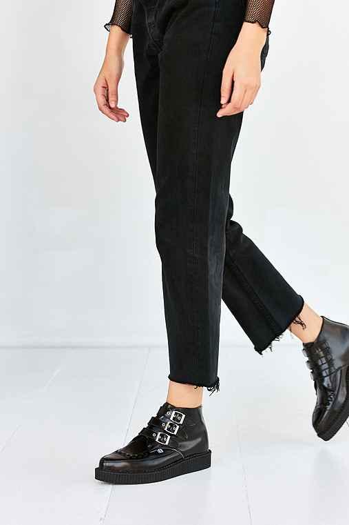 Urban Outfitters T.u.k. 3-buckle Pointed Creeper Boot,black,w 7/m 5