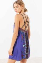 Urban Outfitters Ecote Strappy Printed Mini Slip Dress,purple Multi,xs