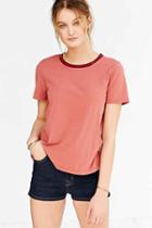 Urban Outfitters Truly Madly Deeply Classic Boyfriend Ringer Tee,rust,m