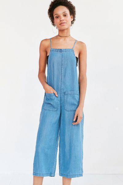 Urban Outfitters Bdg Chambray Square-neck Culotte Jumpsuit