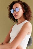 Urban Outfitters Quay Private Eyes Aviator Sunglasses,silver,one Size