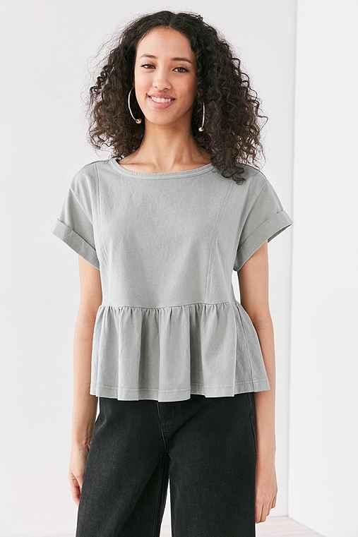 Urban Outfitters Kimchi Blue Borderlines Babydoll Tee,green,l