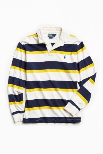 Urban Outfitters Vintage Vintage Polo By Ralph Lauren White + Navy Stripe Rugby Shirt