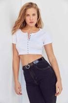 Urban Outfitters Silence + Noise Snap To It Cropped Top,white,xl