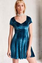 Urban Outfitters Kimchi Blue Velvet Sweetheart Mini Dress,sapphire,m