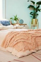 Urban Outfitters Rosa Eyelash Fringe Throw Blanket,cream,one Size