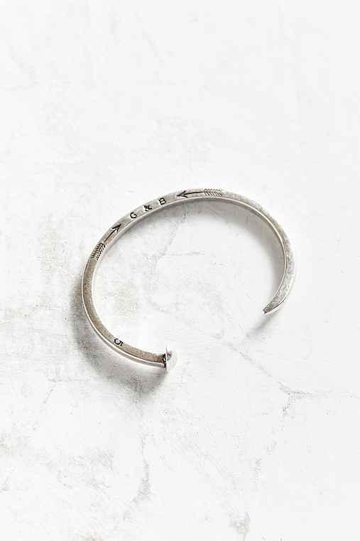 Urban Outfitters Giles & Brother Skinny Railroad Spike Silver Cuff Bracelet,silver,one Size