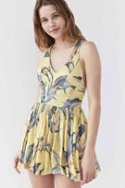 Urban Outfitters Kimchi Blue Printed Halter Romper,yellow,xs
