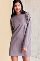 Urban Outfitters Bdg Maeby Oversized Long-sleeve T-shirt Dress,dark Grey,s